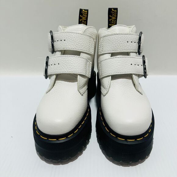 Dr. Martens Devon Heart Platform Boots White Black Leather NWOB - Picture 7 of 15